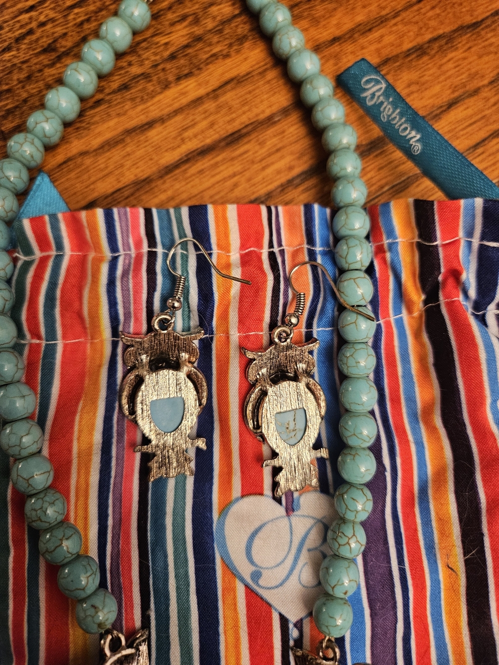 Turquoise Owl Pendant Necklace and Earrings Set Costume Jewerly Source Unknown - Picture 9 of 10